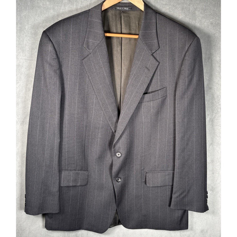 Lubiam Suit Jacket Mens 54R 44R US Gray Pinstripe Barney's‎ 100% Wool Italy
